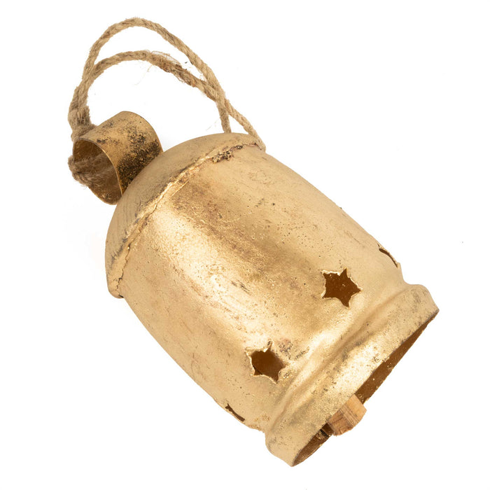 Antique Gold Metal Bell w/Star Cut Out