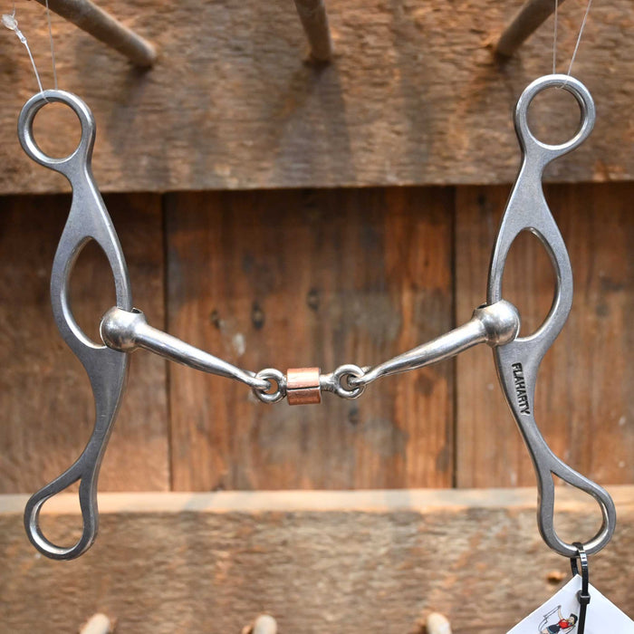 Flaharty Jewel Smooth Dogbone with Copper Roller Gag Bit Tack - Bits Flaharty