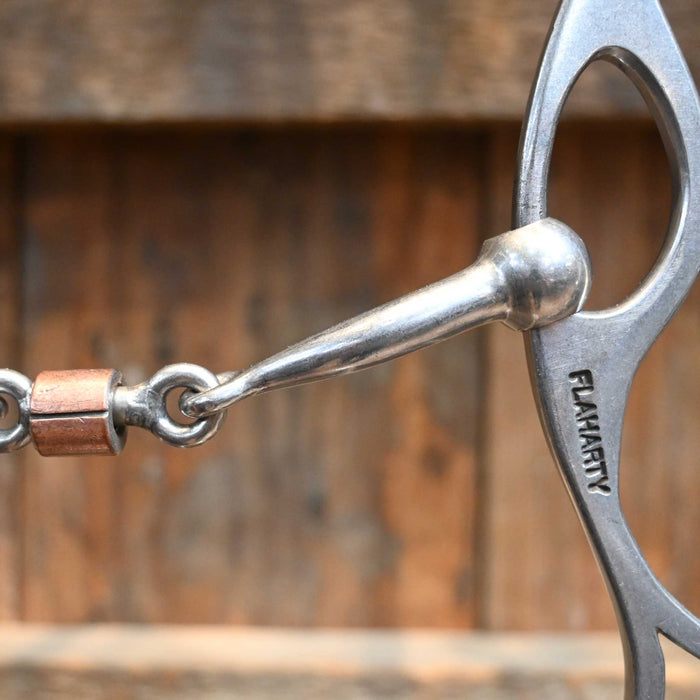 Flaharty Jewel Smooth Dogbone with Copper Roller Gag Bit Tack - Bits Flaharty