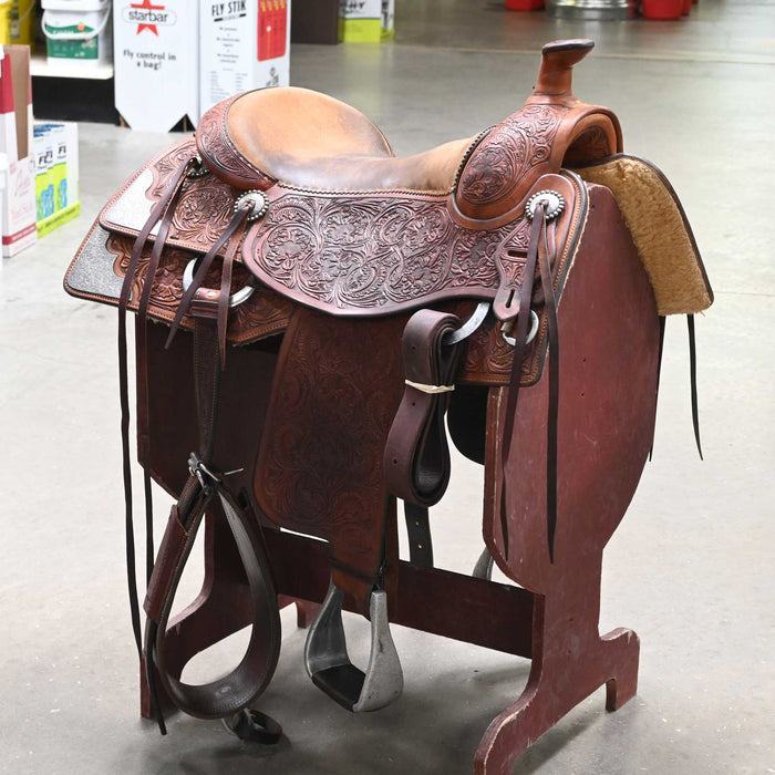 16.5" USED BOB'S CUSTOM BENNY GUITRON COW HORSE SADDLE