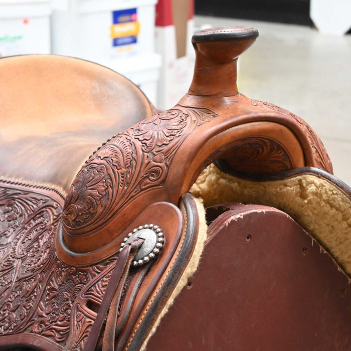 16.5" USED BOB'S CUSTOM BENNY GUITRON COW HORSE SADDLE