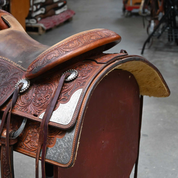 16.5" USED BOB'S CUSTOM BENNY GUITRON COW HORSE SADDLE