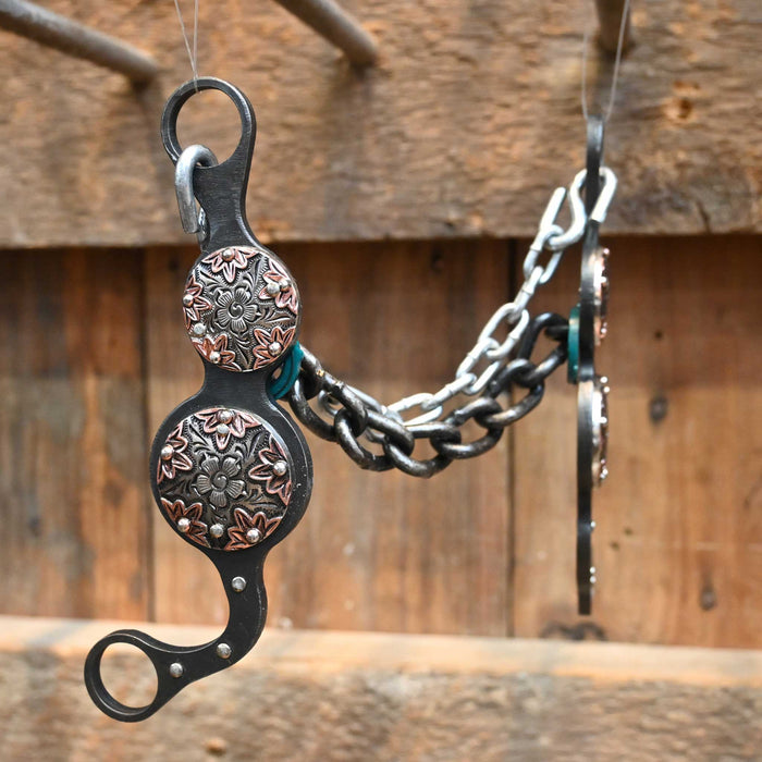 Paul Petska Chain Bit w/ Copper Flowers Conchos