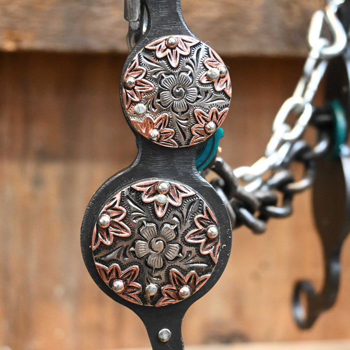 Paul Petska Chain Bit w/ Copper Flowers Conchos