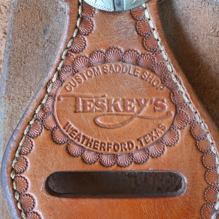 15" USED TESKEY'S ROPING SADDLE Saddles - Used Teskey's Saddlery