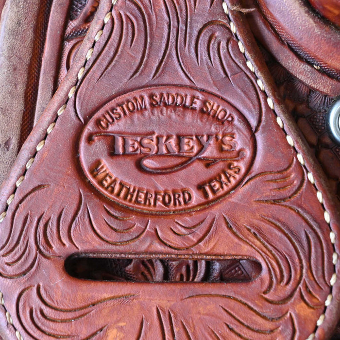 14.5" USED TESKEY'S TEAM ROPING SADDLE