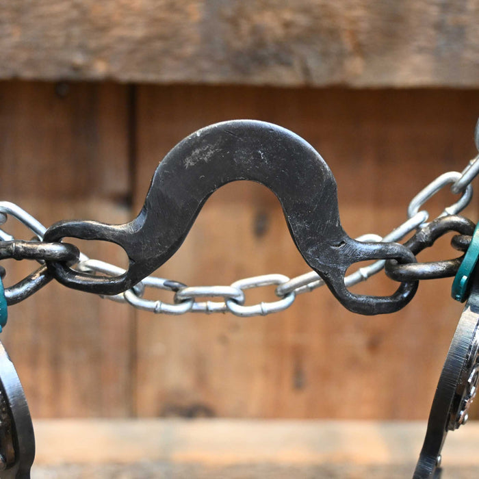 Paul Petska Washer Ported Chain Bit w/ Copper Flower Conchos