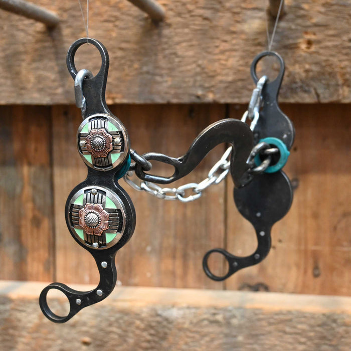 Paul Petska Washer Ported Chain Bit w/ Turquoise Conchos