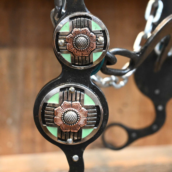 Paul Petska Washer Ported Chain Bit w/ Turquoise Conchos