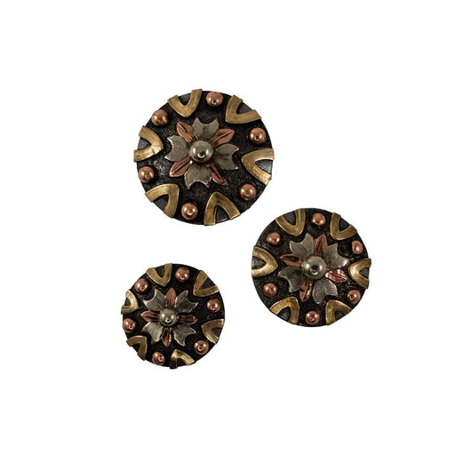 Antique Center Flower With Copper Dots Concho Tack - Conchos & Hardware MISC   