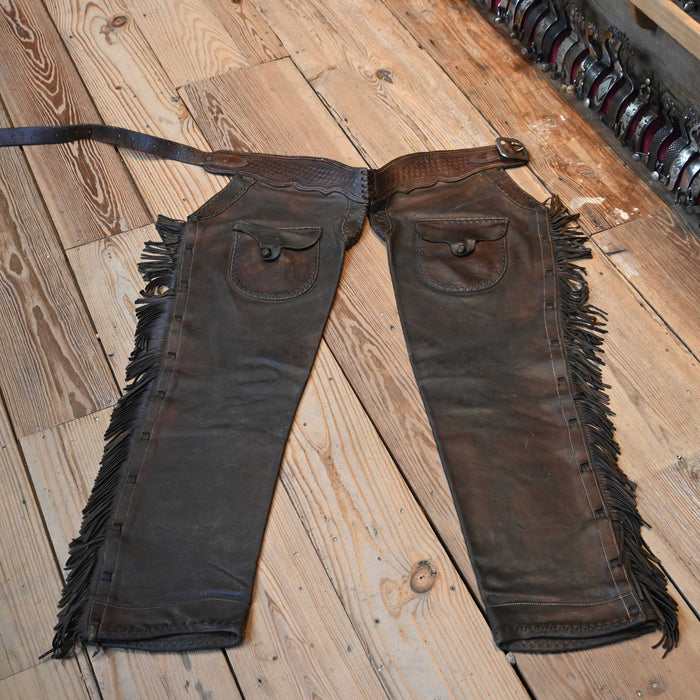 Vintage Cowboy Shotgun Chaps with Fringe Tack - Chaps & Chinks TESKEY'S