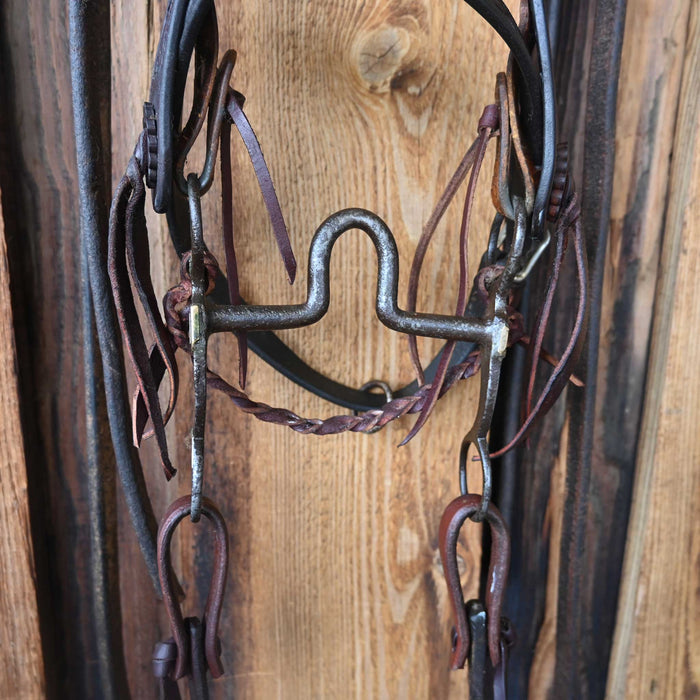 Vintage Tooled Leather Heart Conchos Silver Mounted Bit Bridle Rig