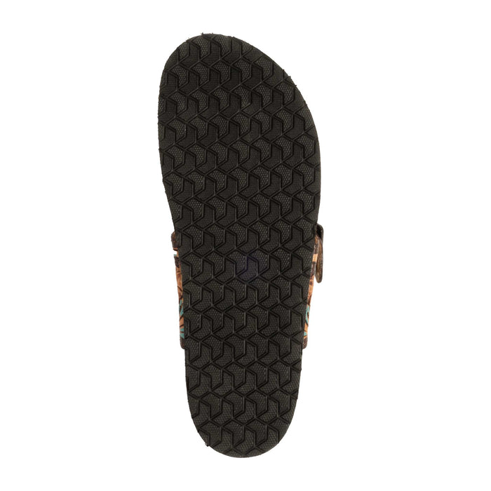Challenger Women's Floral Tooled Black Inlay/Turquoise Sandal