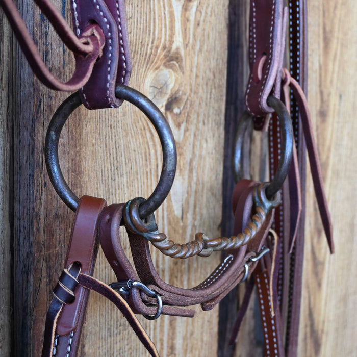 O-Ring Twisted Wire Copper Snaffle Bridle Rig w/Split Ear Headstall