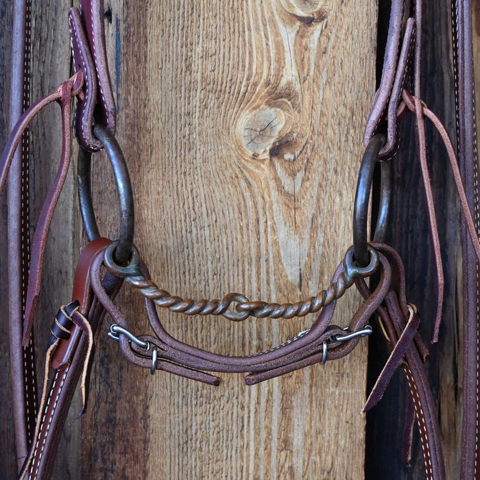 O-Ring Twisted Wire Copper Snaffle Bridle Rig w/Split Ear Headstall