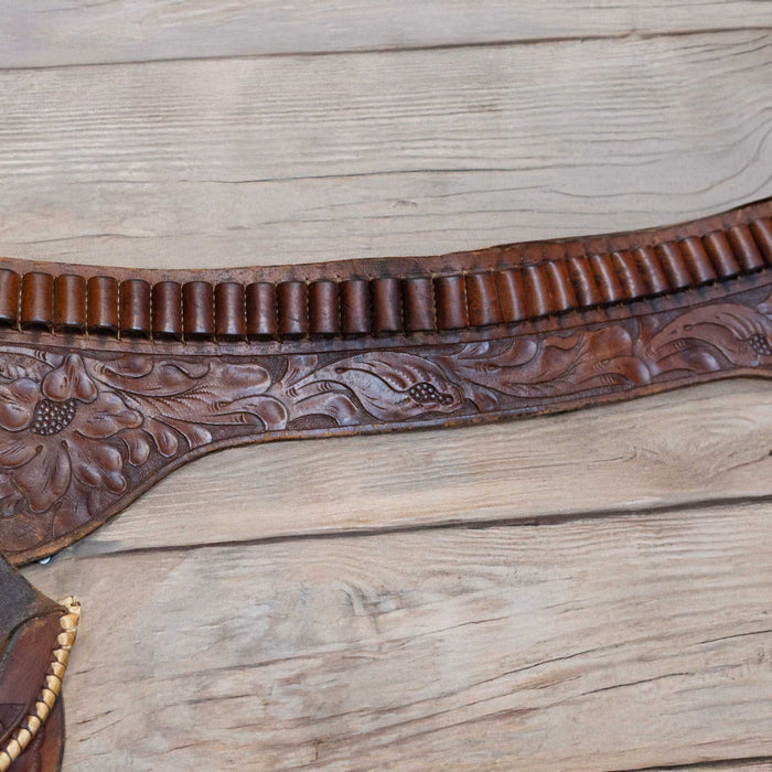 Vintage Fully Tooled Double Gun Holster & Ammo Belt Collectibles MISC