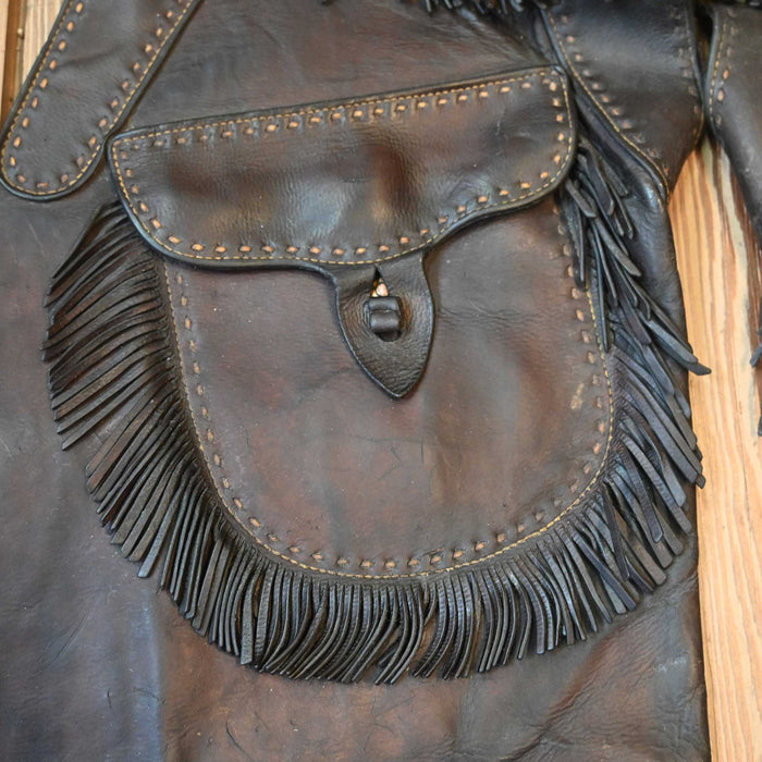 Vintage H.H. Heiser late 1800's Stepthrough Chaps s/ Spaghetti Fringe