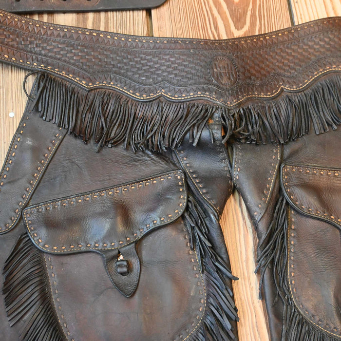 Vintage H.H. Heiser late 1800's Stepthrough Chaps s/ Spaghetti Fringe