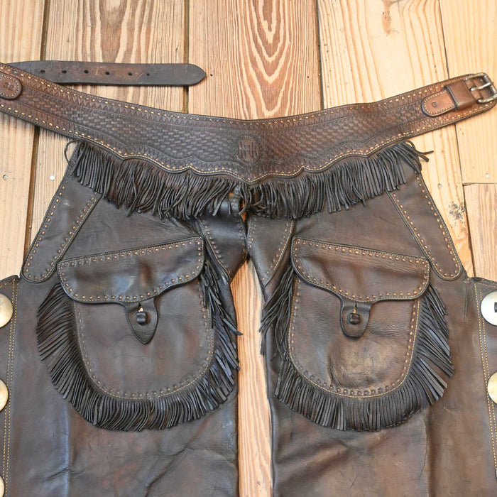 Vintage H.H. Heiser late 1800's Stepthrough Chaps s/ Spaghetti Fringe