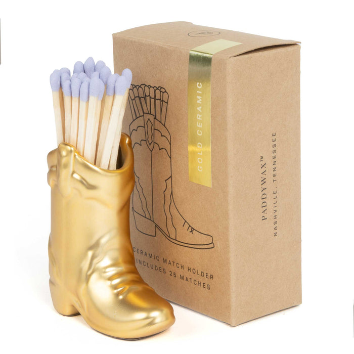 Paddywax Gold Metallic Cowboy Boot & Matches