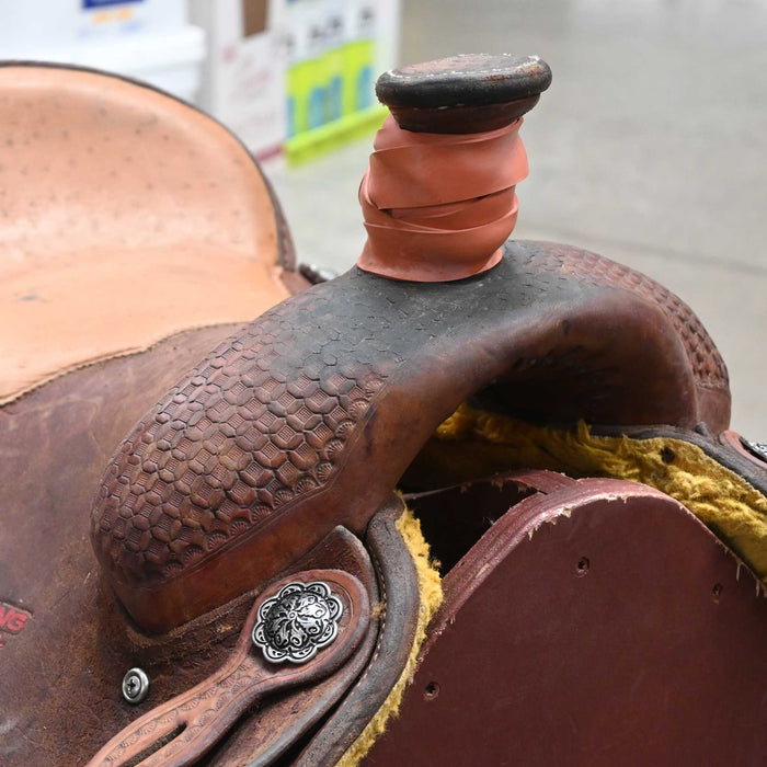 15" USED RUNNING P TEAM ROPING SADDLE