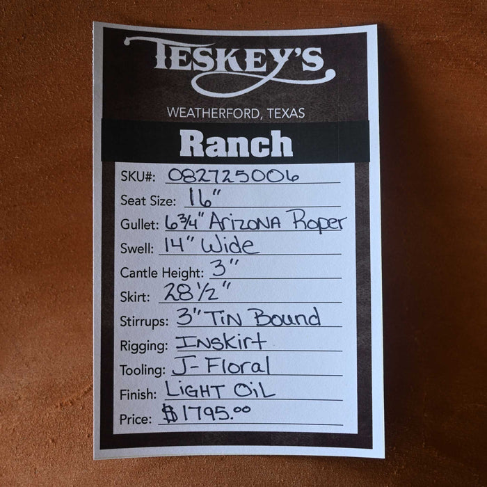 16" TESKEY'S RANCH SADDLE