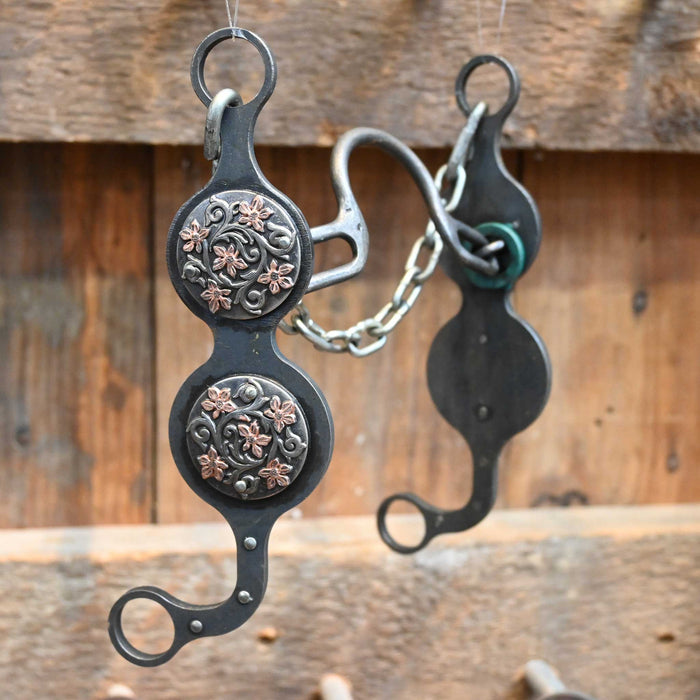 Paul Petska Solid Port Bit w/Copper Flower Conchos