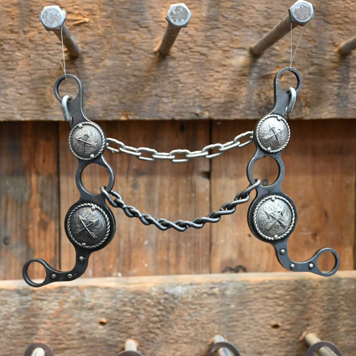 Paul Petska Chain Gag Bit w/Silver Arrow Conchos