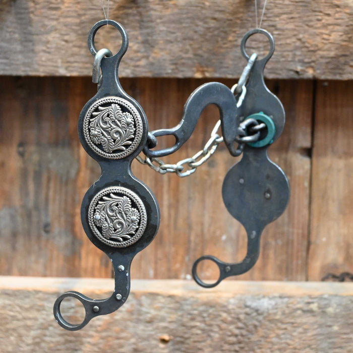 Paul Petska Washer Ported Chain Bit w/Silver Floral Conchos