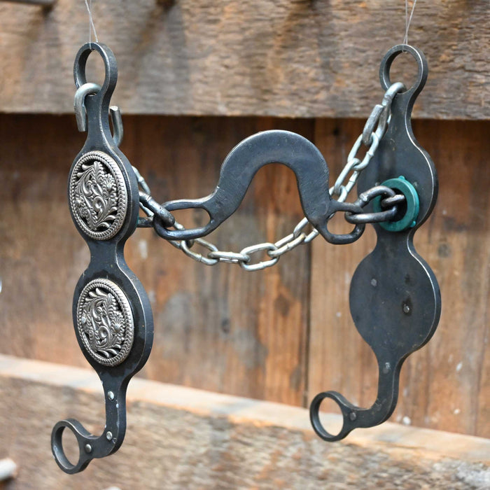 Paul Petska Washer Ported Chain Bit w/Silver Floral Conchos