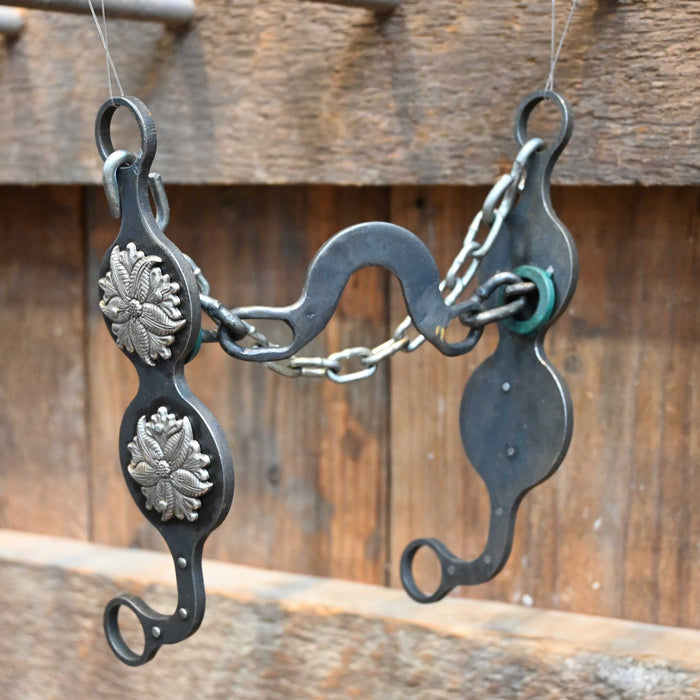 Paul Petska Washer Ported Chain Bit w/Flower Conchos