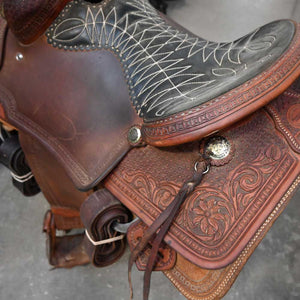 15" USED TESKEY'S CALF ROPING SADDLE Saddles TESKEY'S SADDLERY LLC   