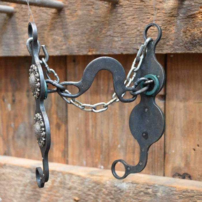 Paul Petska Washer Ported Chain Bit w/Classic Silver Conchos