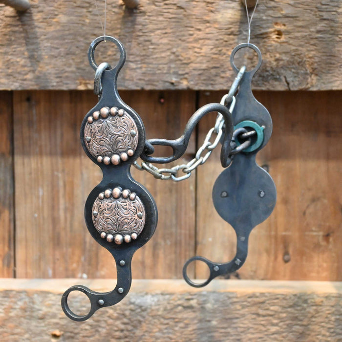 Paul Petska Ported Chain Bit w/Copper Dotted Conchos