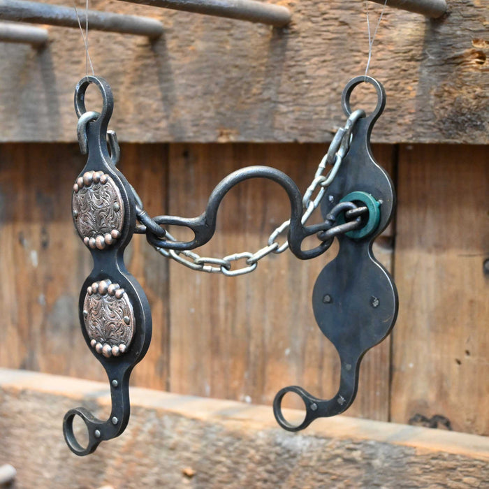 Paul Petska Ported Chain Bit w/Copper Dotted Conchos