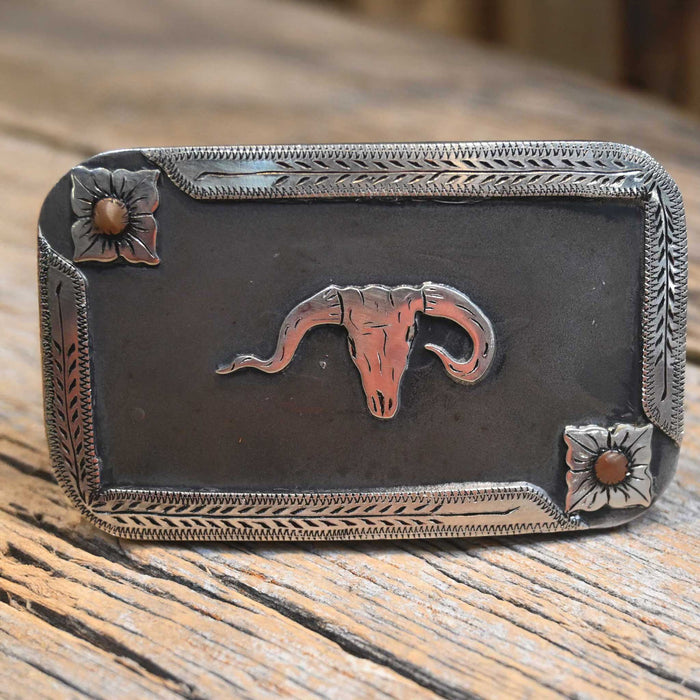 Handmade Frizzell Long Horn Belt Buckle