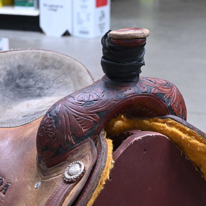 14" USED DESERT COWGIRLS TEAM ROPING SADDLE