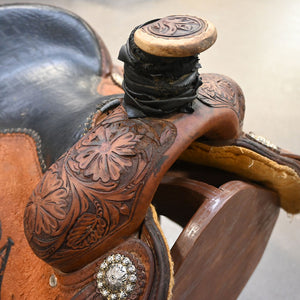 14" USED JEFF SMITH ROPING SADDLE Saddles Jeff Smith