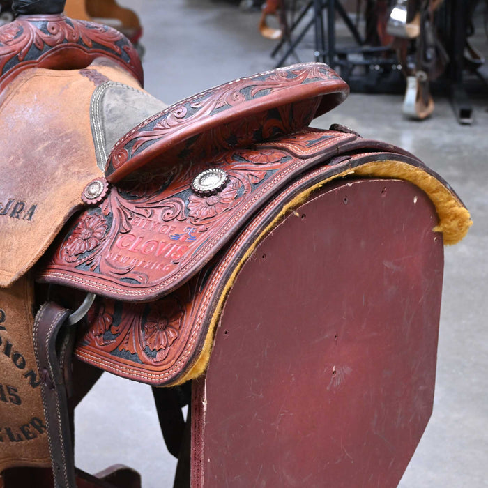 14" USED DESERT COWGIRLS TEAM ROPING SADDLE