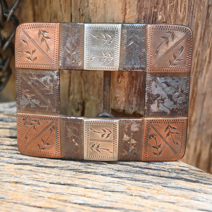 Handmade "RJ" Copper Mounted Belt Buckle