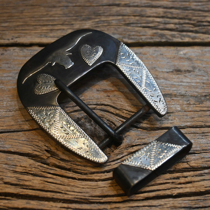 Handmade Ricky Trammell 2pc. Longhorn Belt Buckle