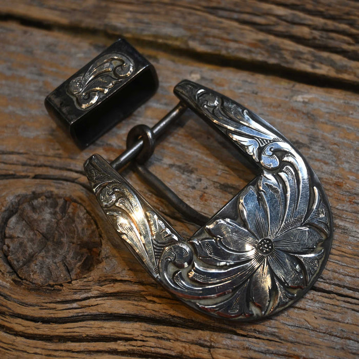 Handmade Koeing Floral Scroll 2pc. Belt Buckle