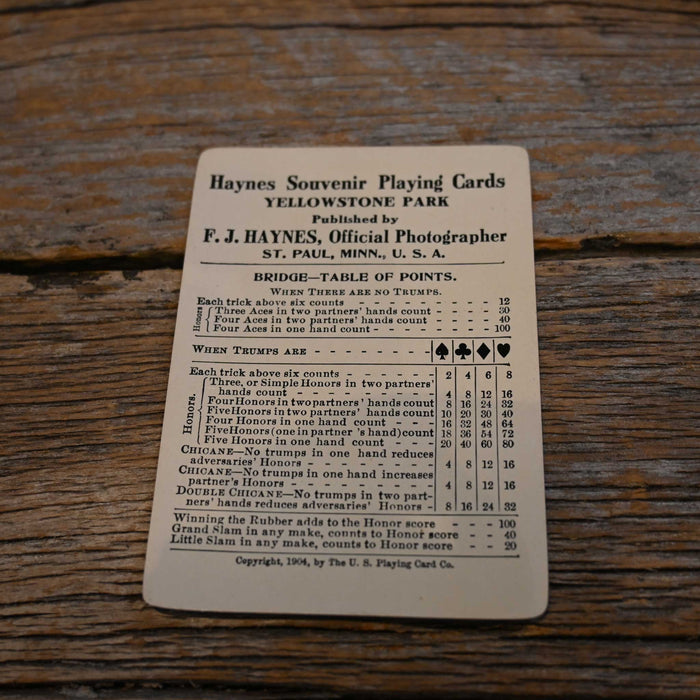 1904 F.J. Haynes Yellowstone Souvenir Playing cards
