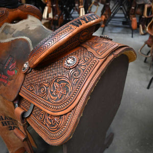 14.5" USED TESKEY'S ROPING SADDLE Saddles TESKEY'S SADDLERY LLC   