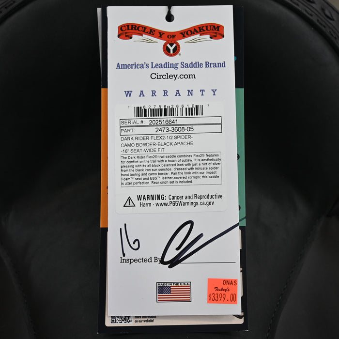 16" CIRCLE Y DARK RIDER FLEX2 TRAIL SADDLE Saddles - New Circle Y Saddlery