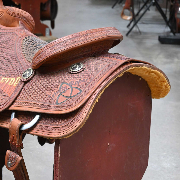 15" USED JEFF SMITH TEAM ROPING SADDLE