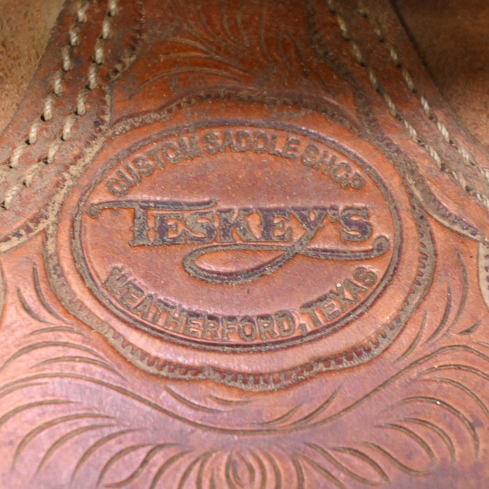 14.5" USED TESKEY'S TEAM ROPING SADDLE Saddles - Used Teskey's Saddlery