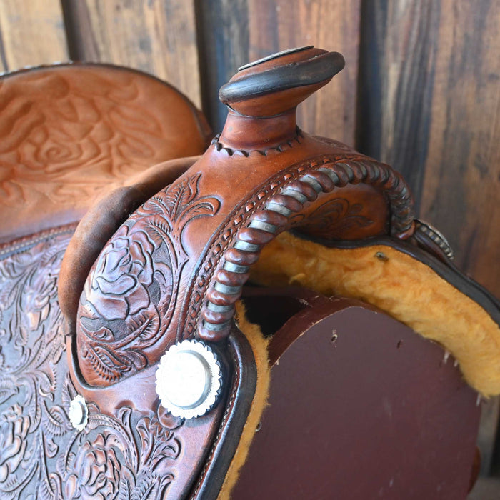 14.5" USED JUDD MILLER TEAM ROPING SADDLE Saddles - Used Judd Miller Custom Saddlery