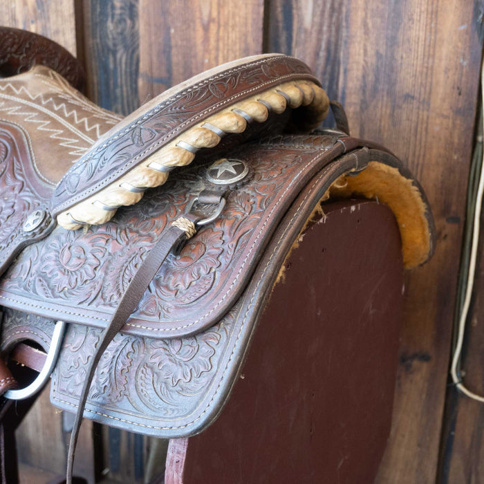 14.5" USED JERRY BEAGLEY TEAM ROPING SADDLE