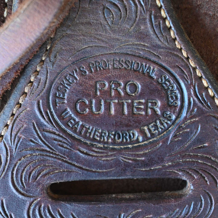 15.5" USED TESKEY'S PRO CUTTER RANCH CUTTER SADDLE Saddles - Used Teskey's Saddlery